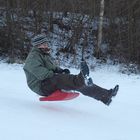 Fliegender Steffen auf dem Zipfelbob