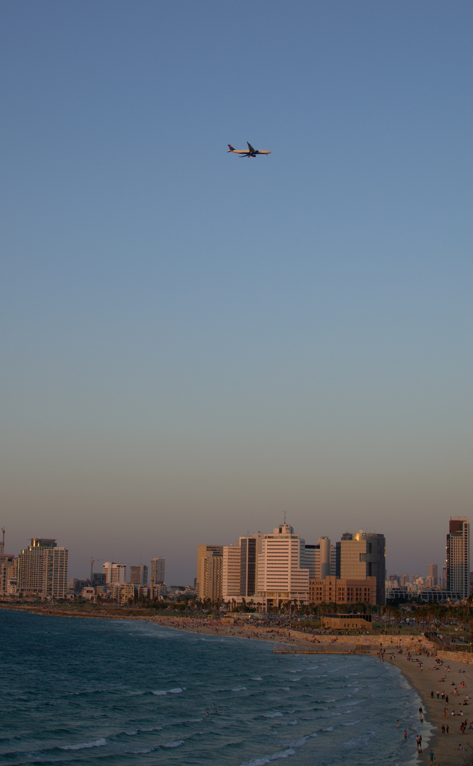 Flight above the city