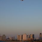 Flight above the city