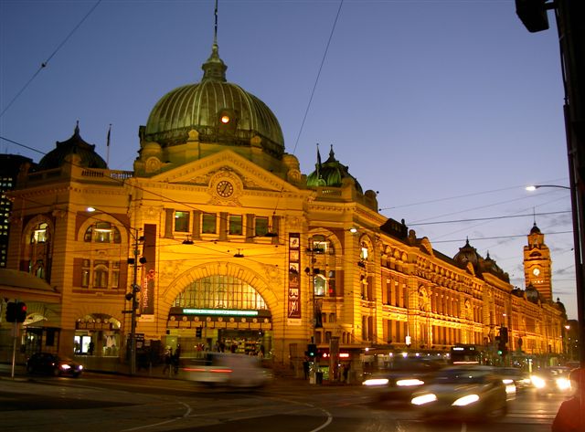 Flinders Station at night