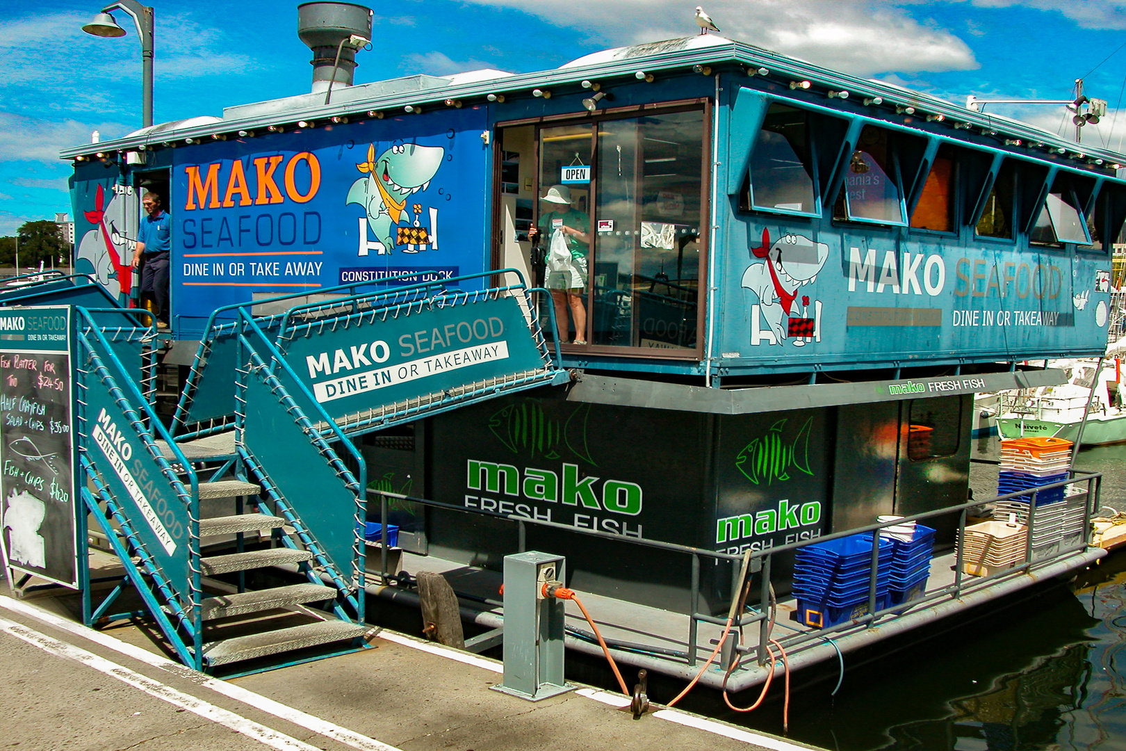 Floating restaurant in Hobart's harbor