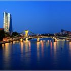 Flößerbrücke Frankfurt mit Europäischer Zentralbank.