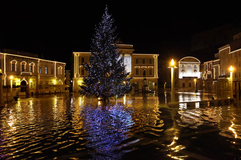 Flooded Tartini's square in Piran