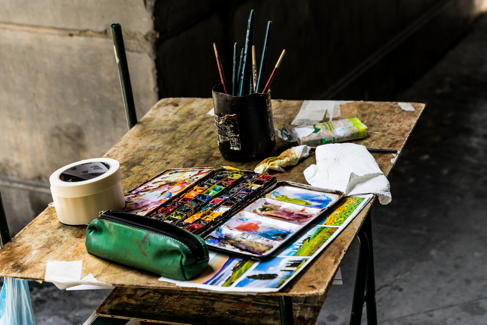 Florenz - Arbeitsplatz eines Straßenmalers