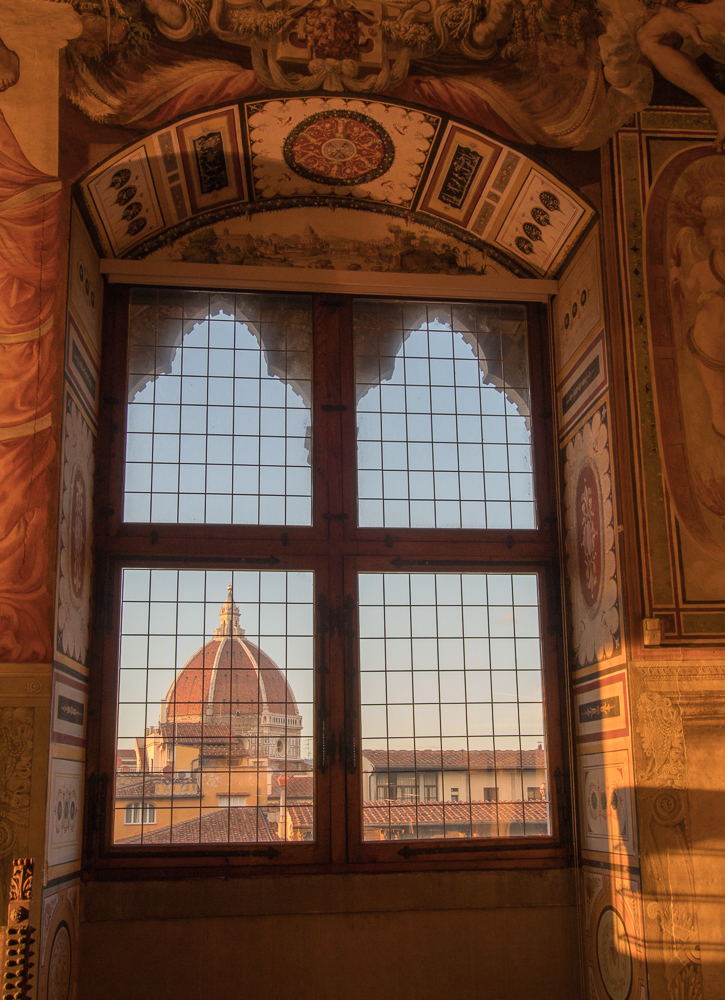 Florenz - Palazzo Vecchio Abendsonne mit Blick aus dem Fenster