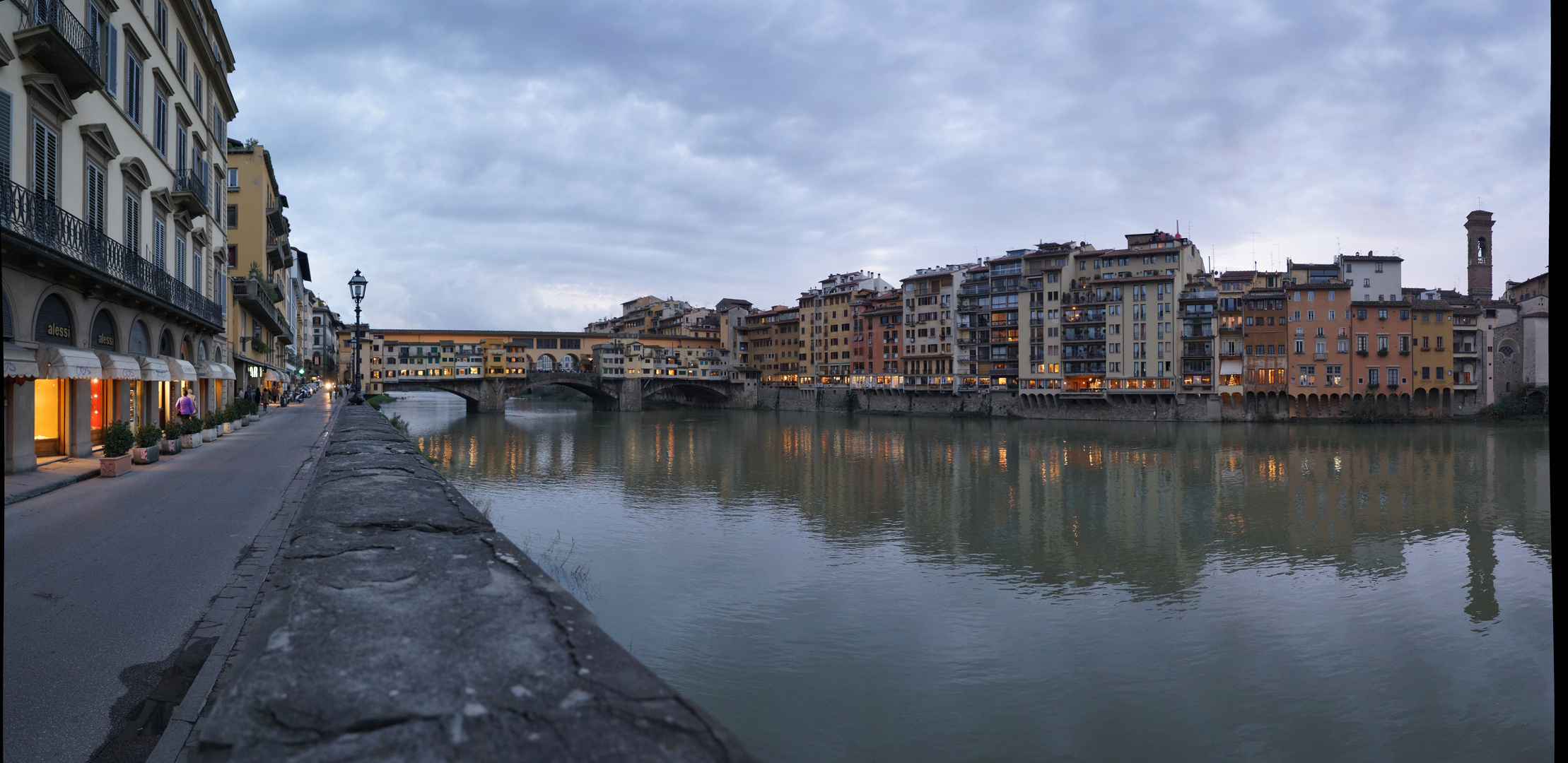 Florenz Panorama Ponte Vecchio Arno Blaue Stunde