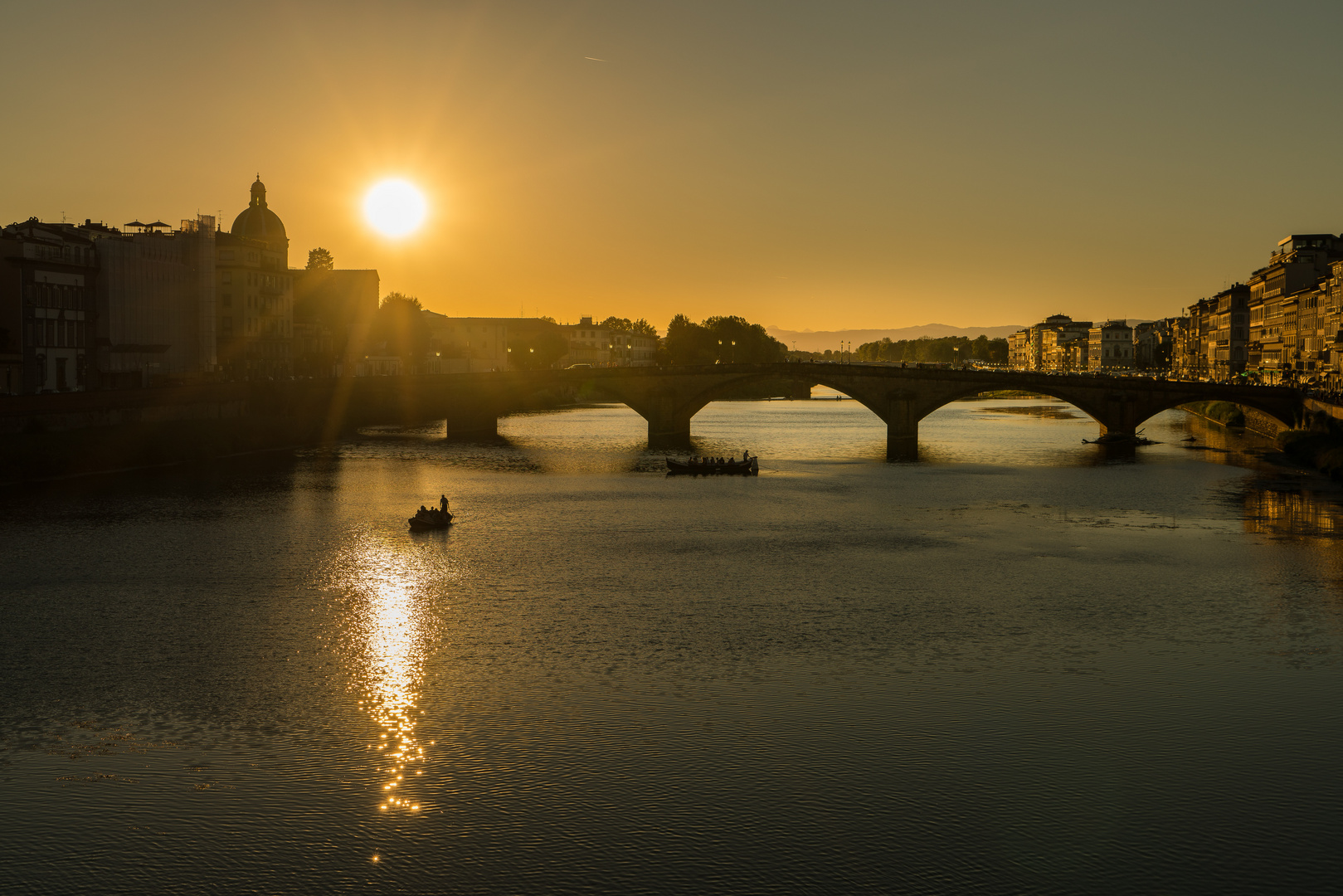 Florenz, Sonne über dem Arno