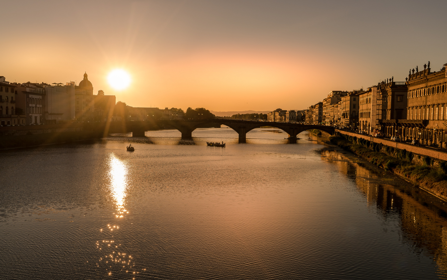 Florenz später Nachmittag, Blick v. Ponte Trinita _