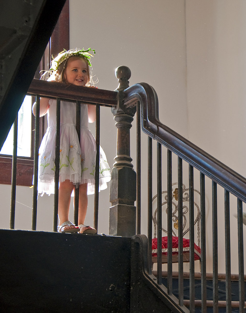 Flower girl in the dusty light