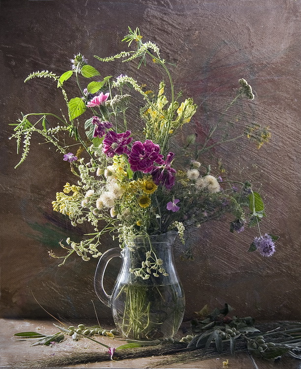 flowers in a glass jar