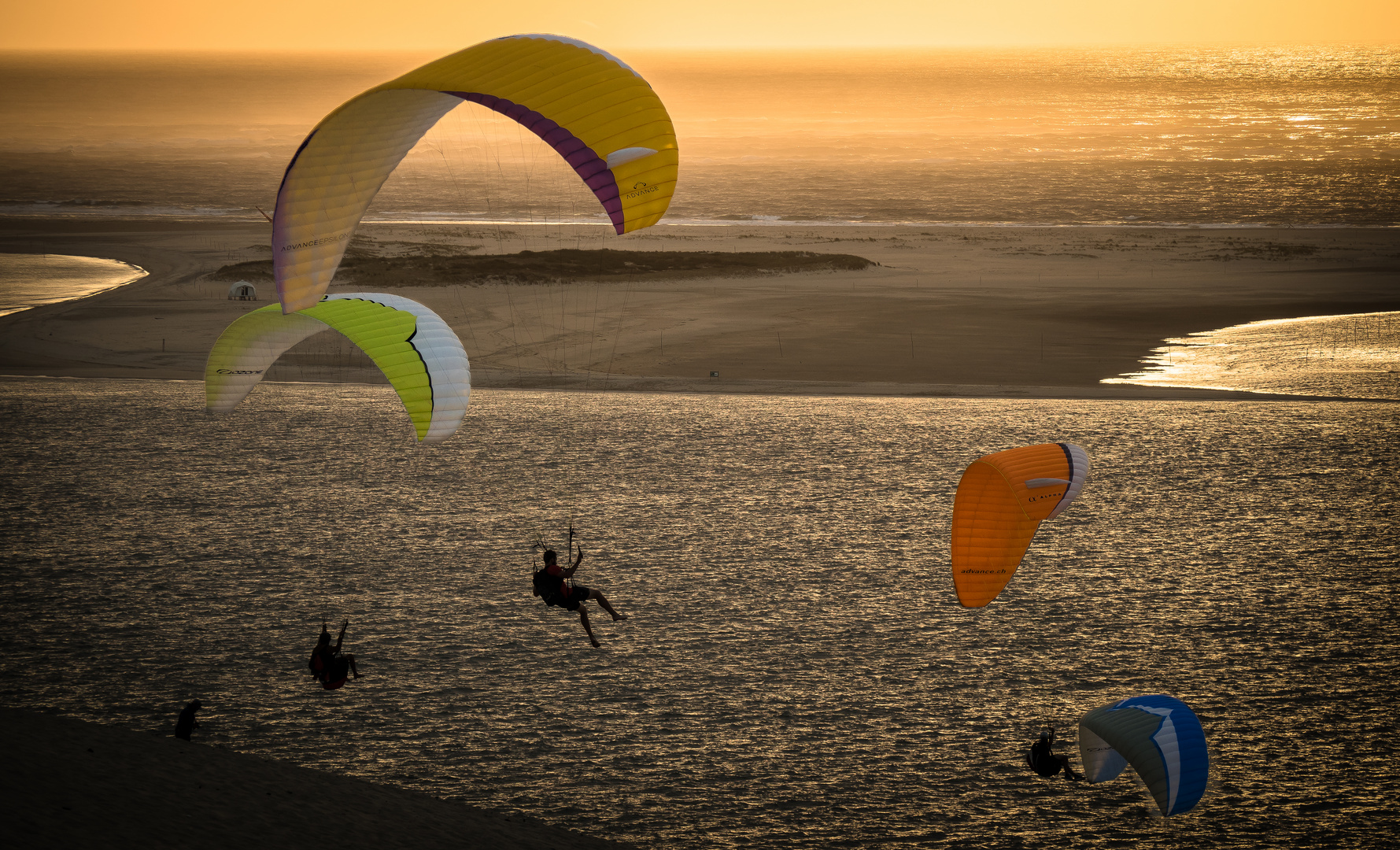 Flug in den Sonnenuntergang