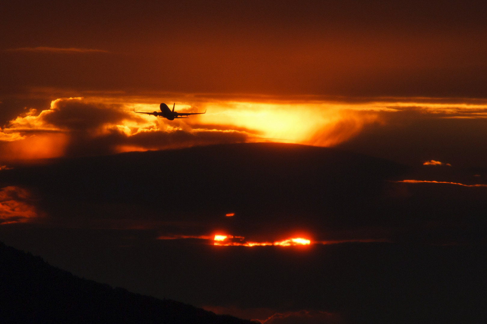 Flug ins Abendrot