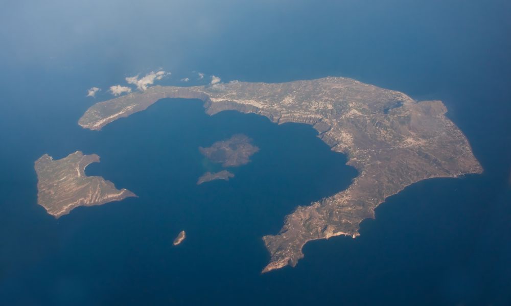 flug über santorin