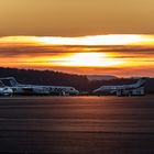 Flughafen Saarbrücken beim Sonnenuntergang 