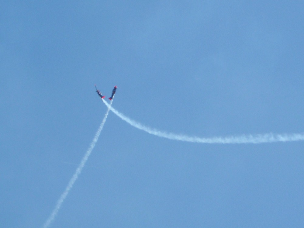 Flugshow mit Vater und Sohn