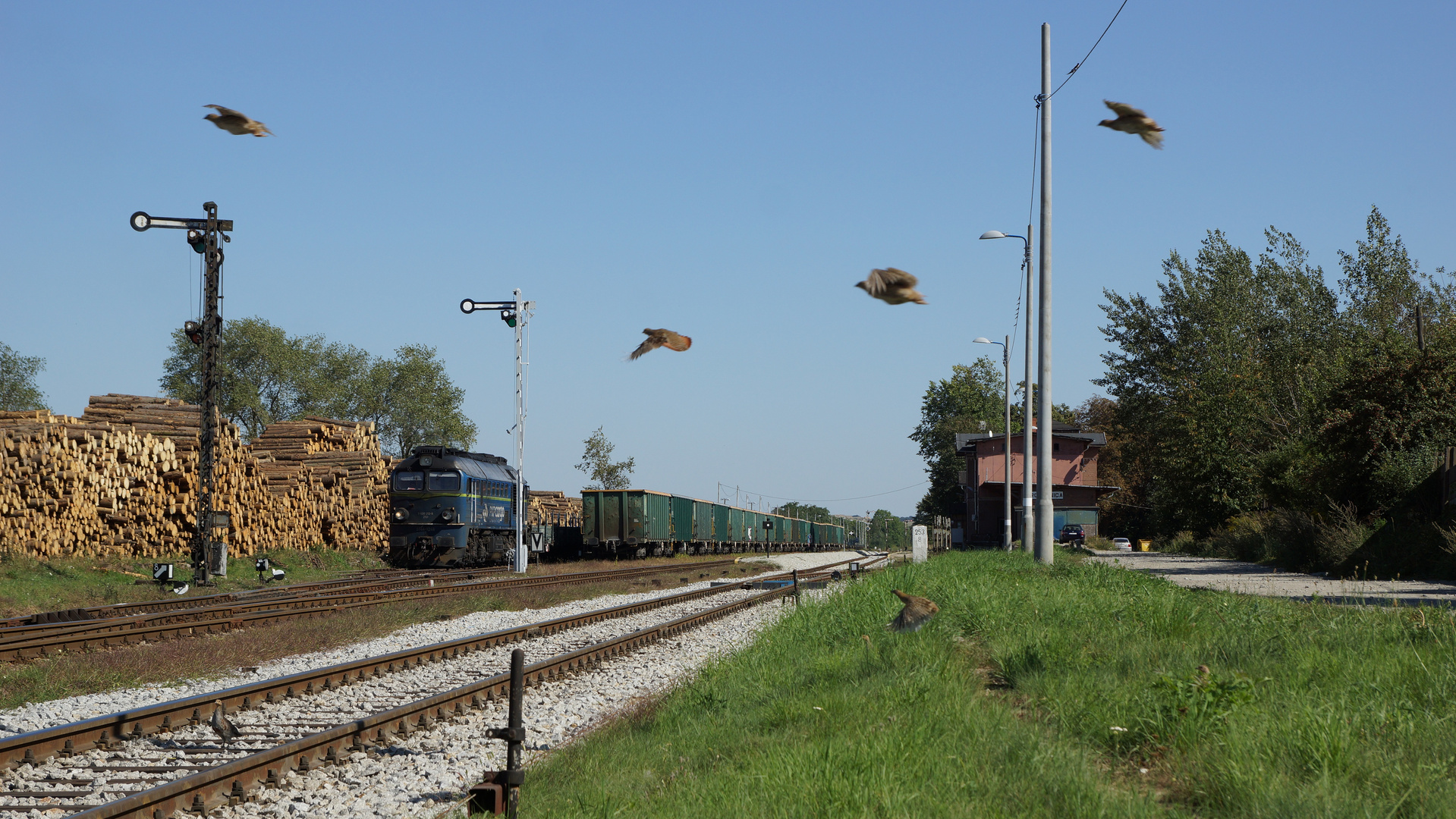 Flugverkehr am Bahnhof Rogoznica