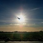 Flugzeug im Strahlenkreuz