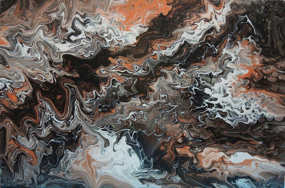 Fluid Painting Abstrakte Malerei In Acryl Flechten Pilze