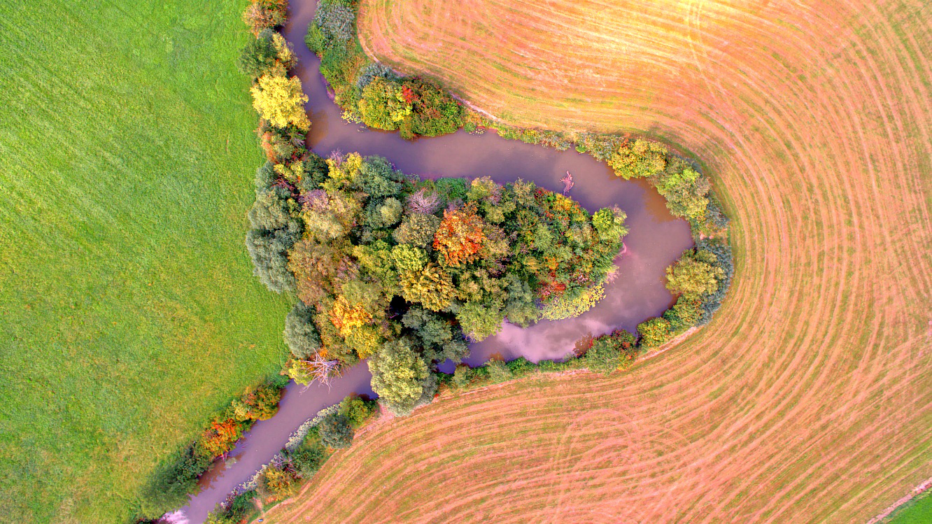 Fluss,Feld und Wiese