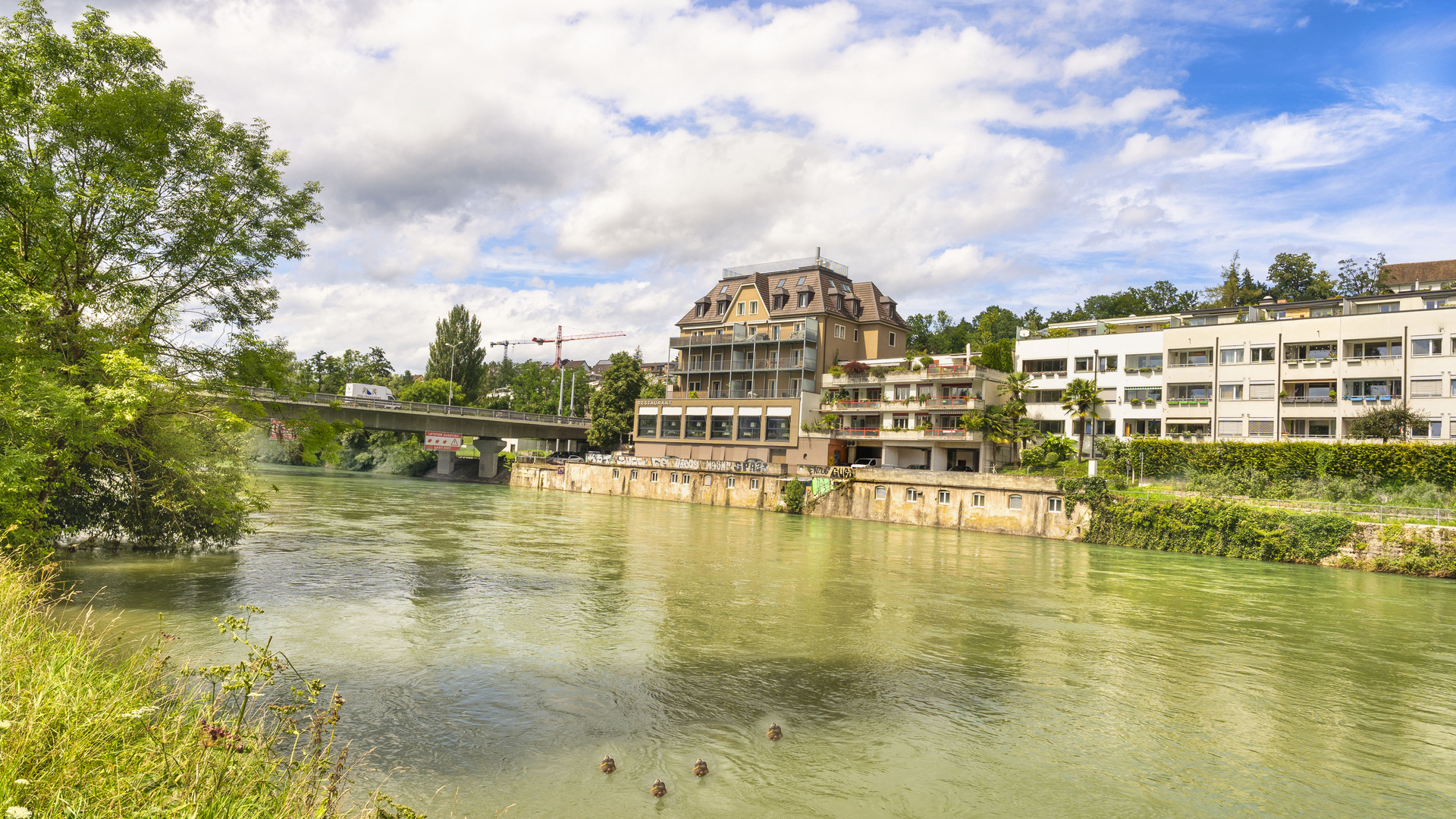 Flusslandschaft in der Stadt Zürich