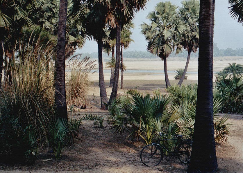 Flusslandschaft mit Fahrrad