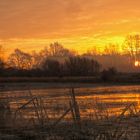 Flussniederungen zur goldenen Stunde Doppelbelichtung 