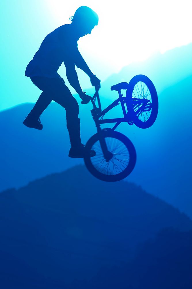 Flying High BMX Rider in the Sky