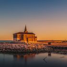 Flying over Caorle at sunset