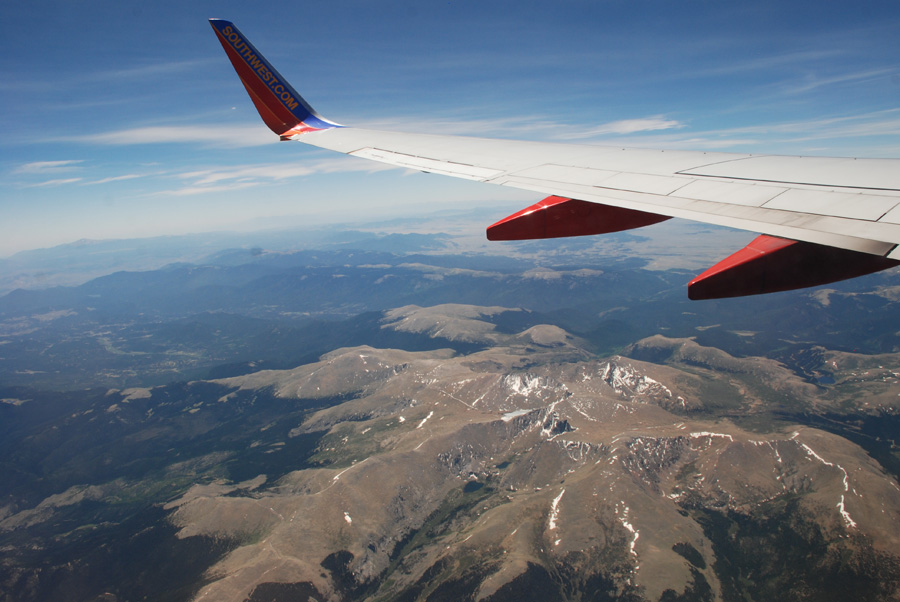 flying over Colorado mountains