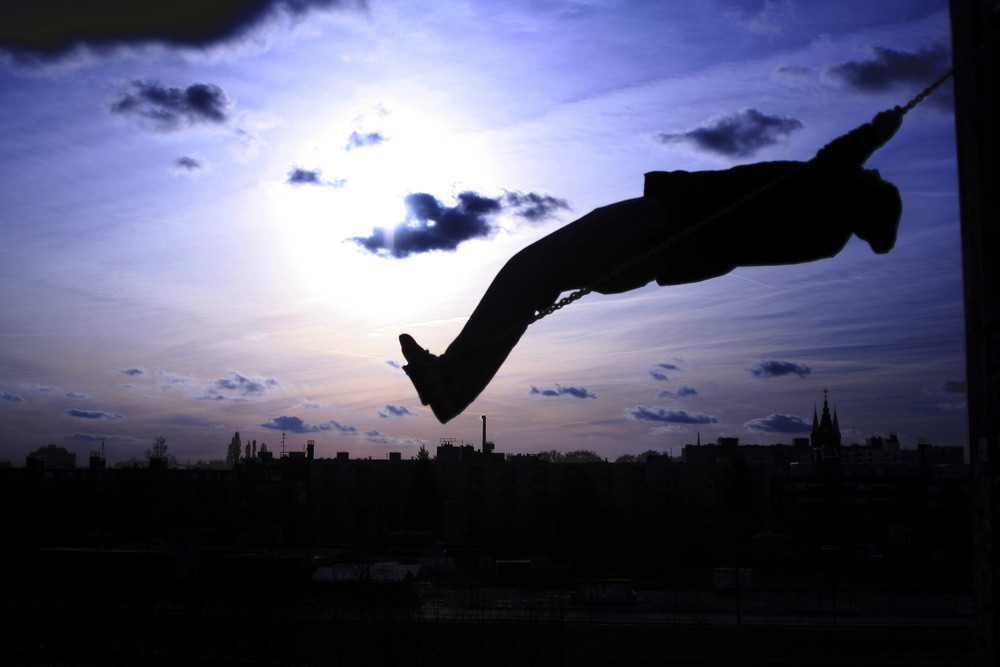 flying over the city