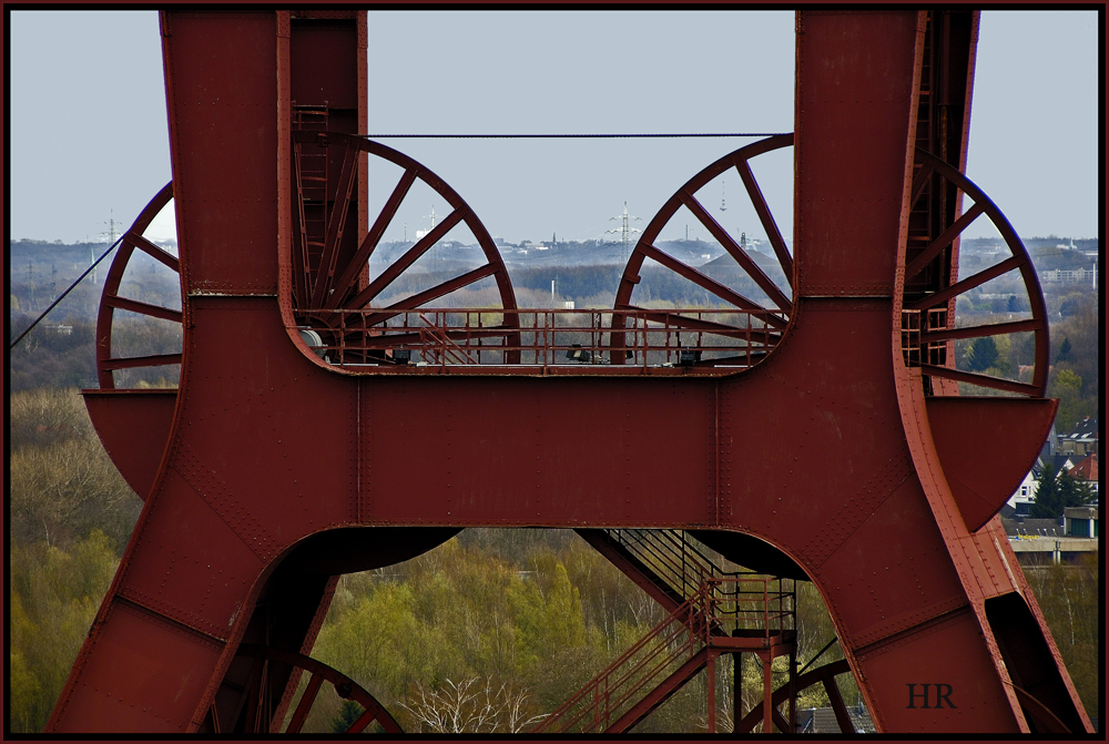 Förderturmdetail der Zeche Zollverein.