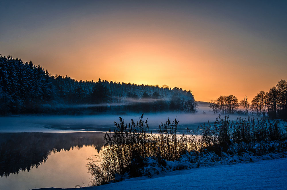 Fog at sundown