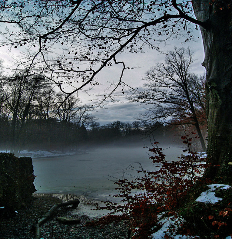 fog in January over the water