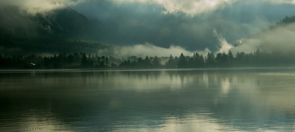 Fog over lake Hallstatt