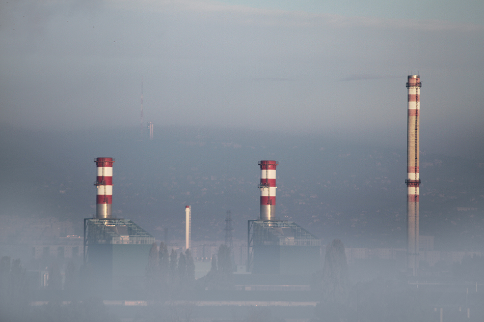 -- Foggy Morning Over Power Station --