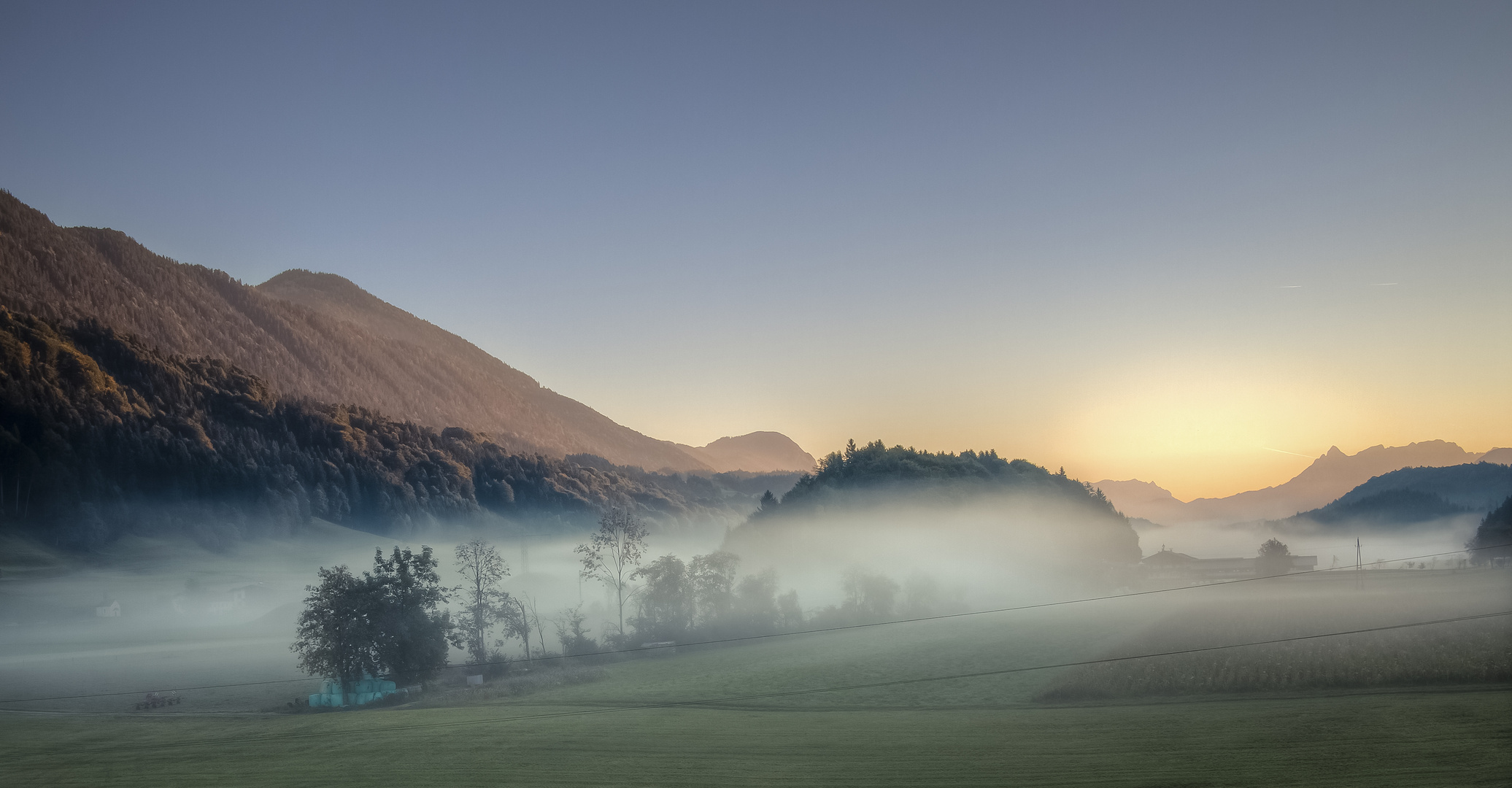 Foggy sunrise