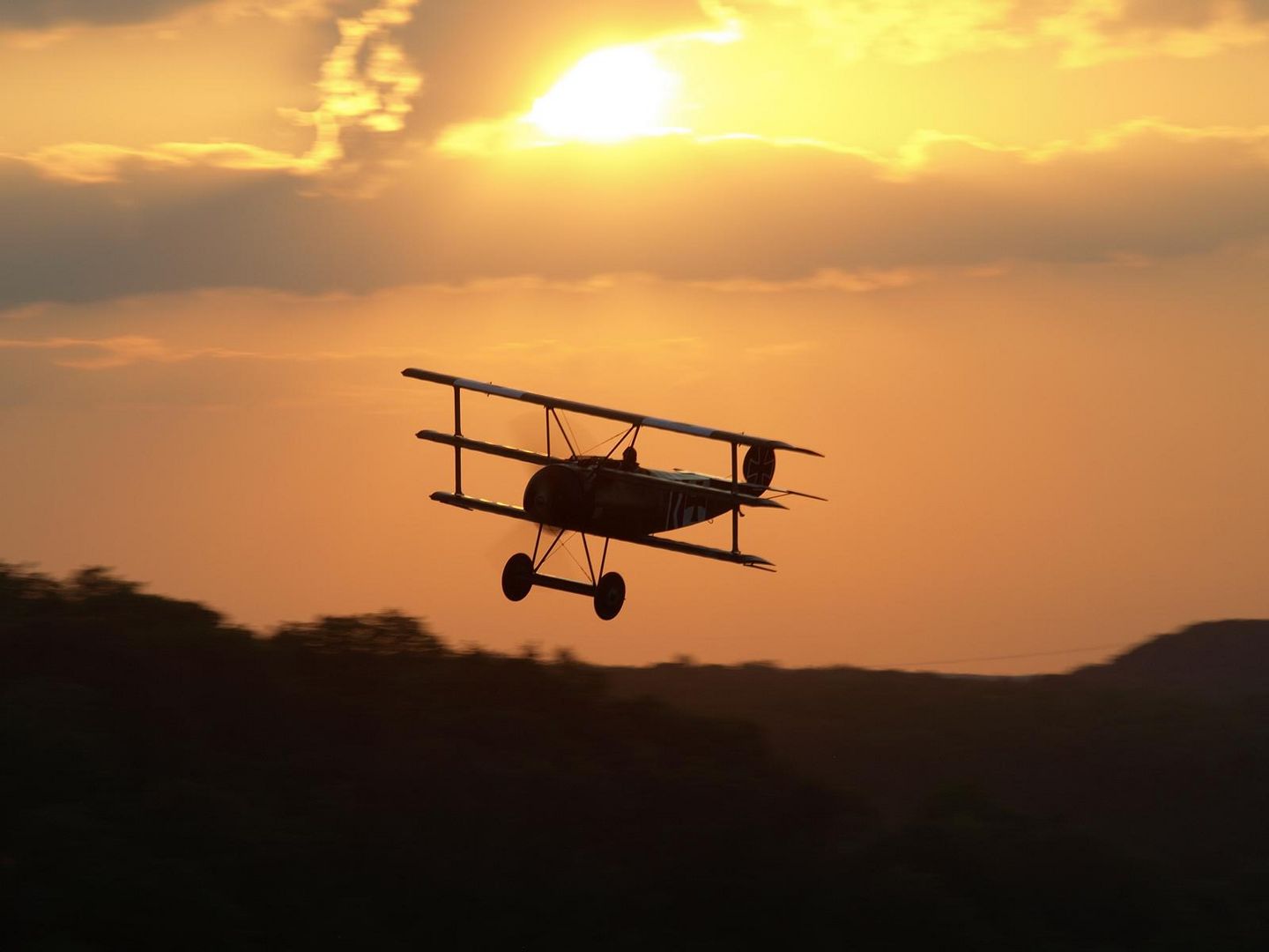 Fokker Dr.1 vor Abendsonne