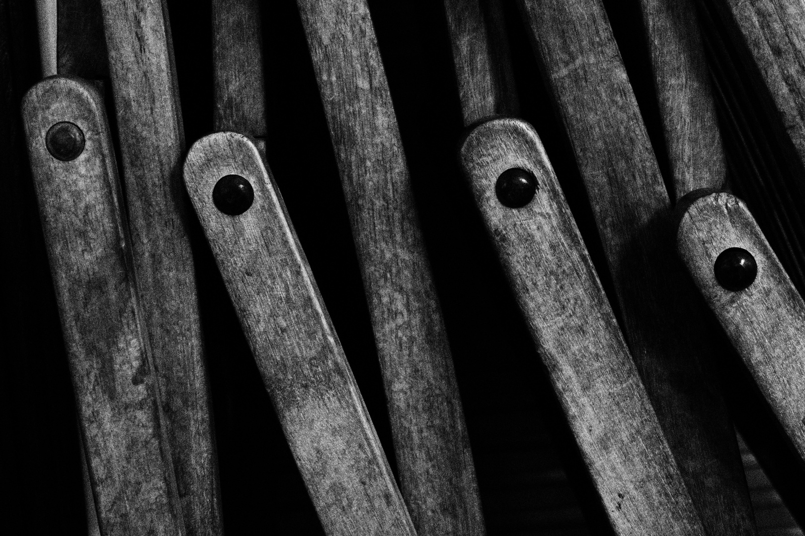 folding chairs, stored inside cafe