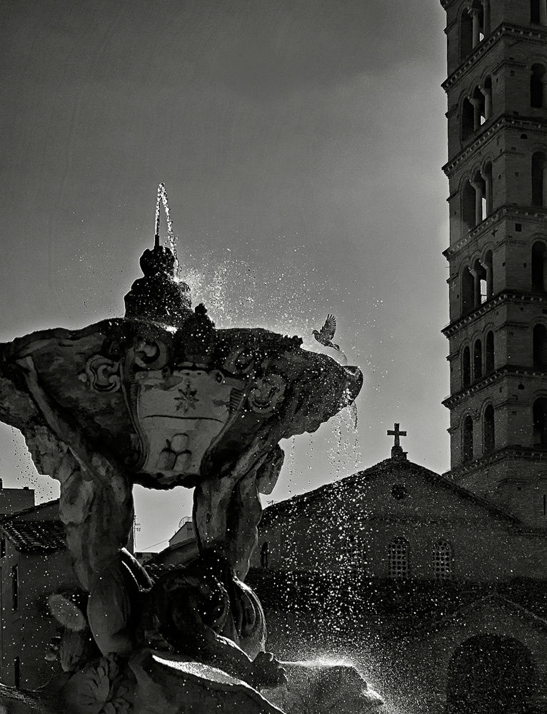 Fontana a Roma bn