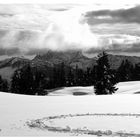 Footsteps in untouched snow