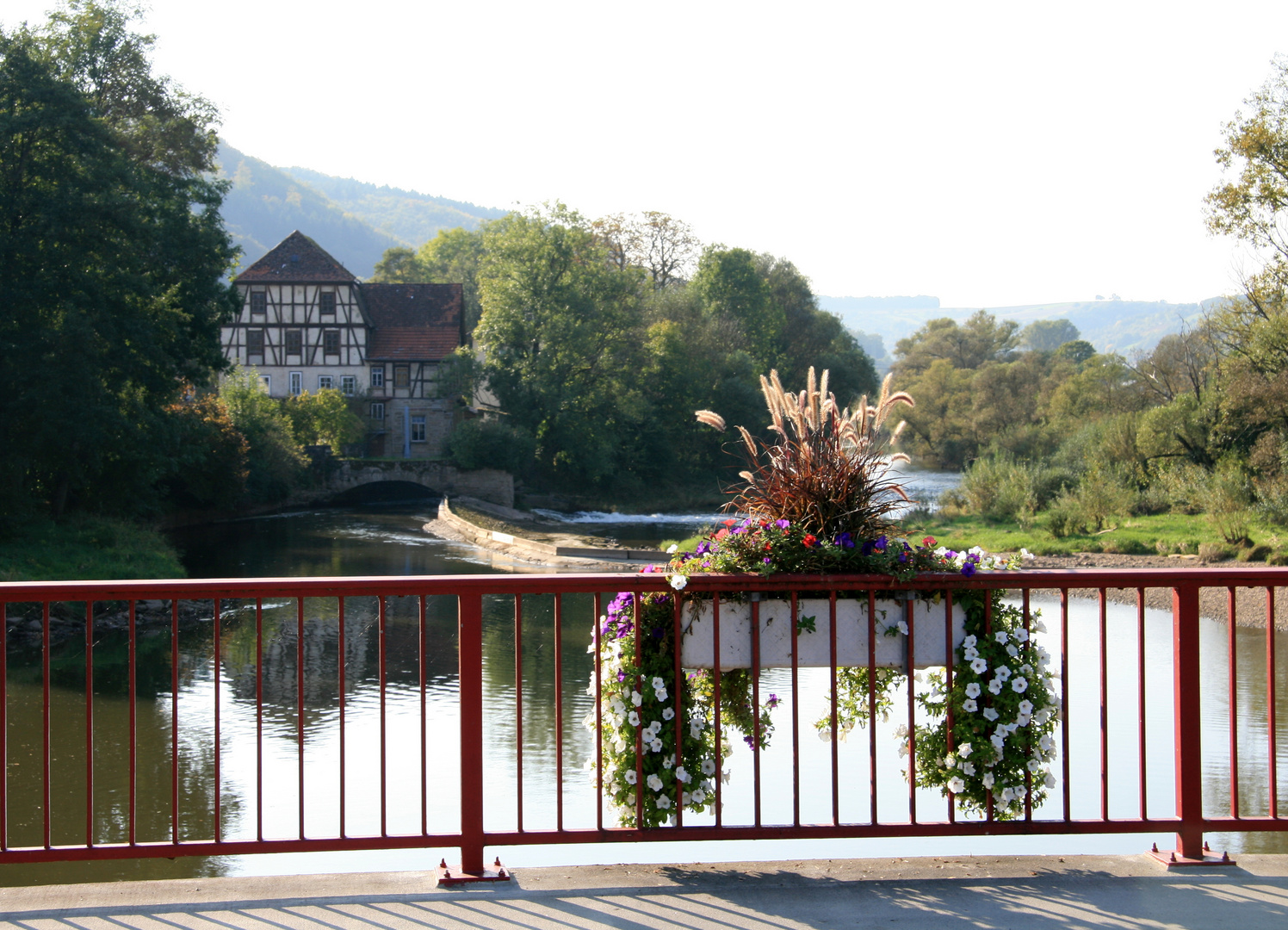 Forchtenberg " Wehr des Kochers mit alter Mühle im Herbst 2014"