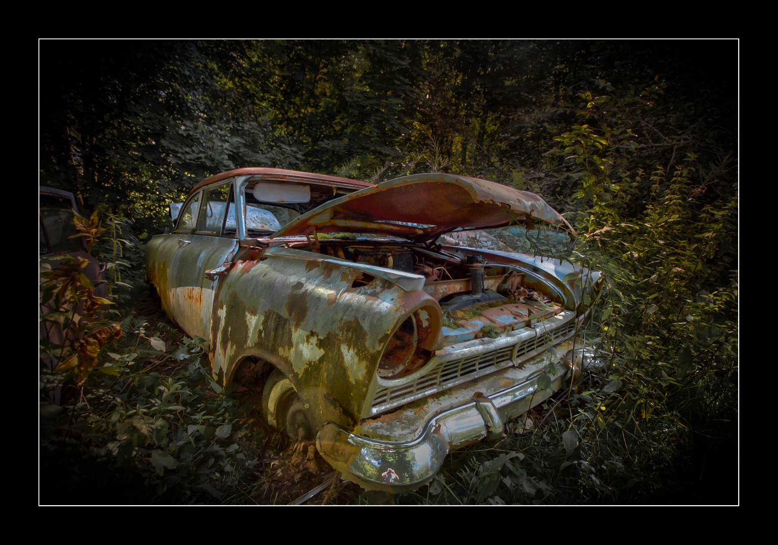 Ford Taunus 17m P2 (1958) auf dem Autofriedhof in Bastnäs (Schweden).