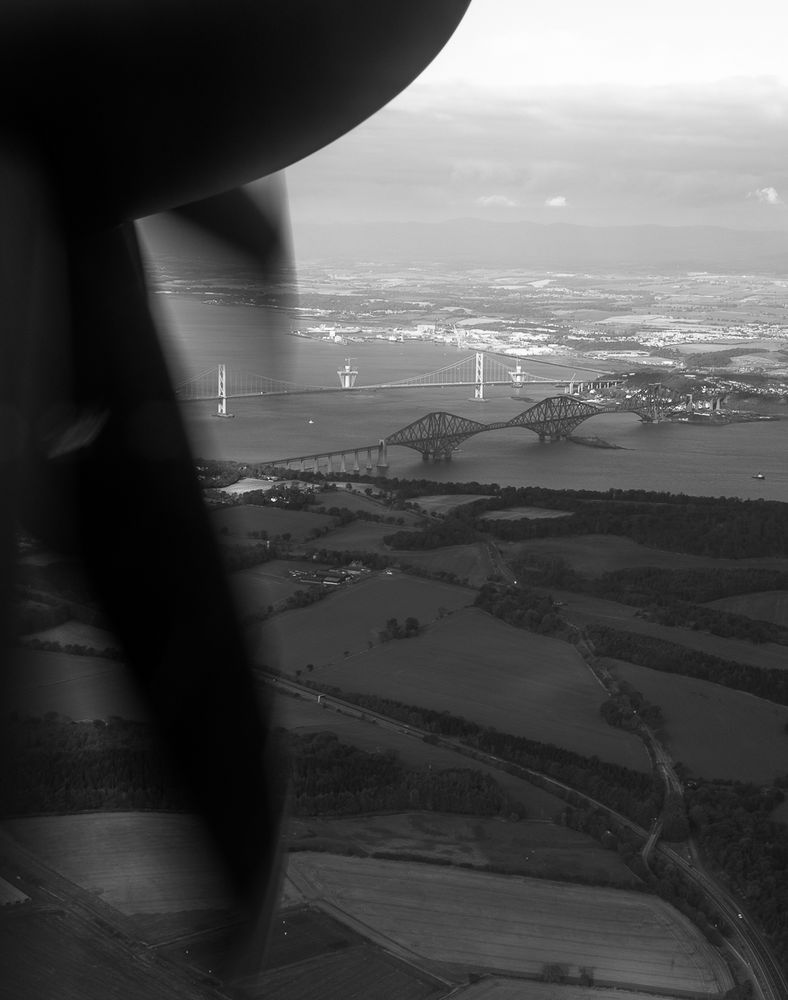 Forth Bridges aus dem Flugzeug