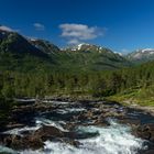 Fossestien (Wasserfall-Pfad) auf dem Gaularfjell, Norwegen, im Sommer 2018