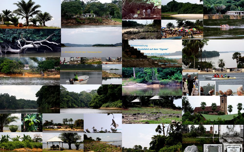 FOTO-Collage aller Bilder der Bootsfahrt auf dem "Ogowe"_Urwald