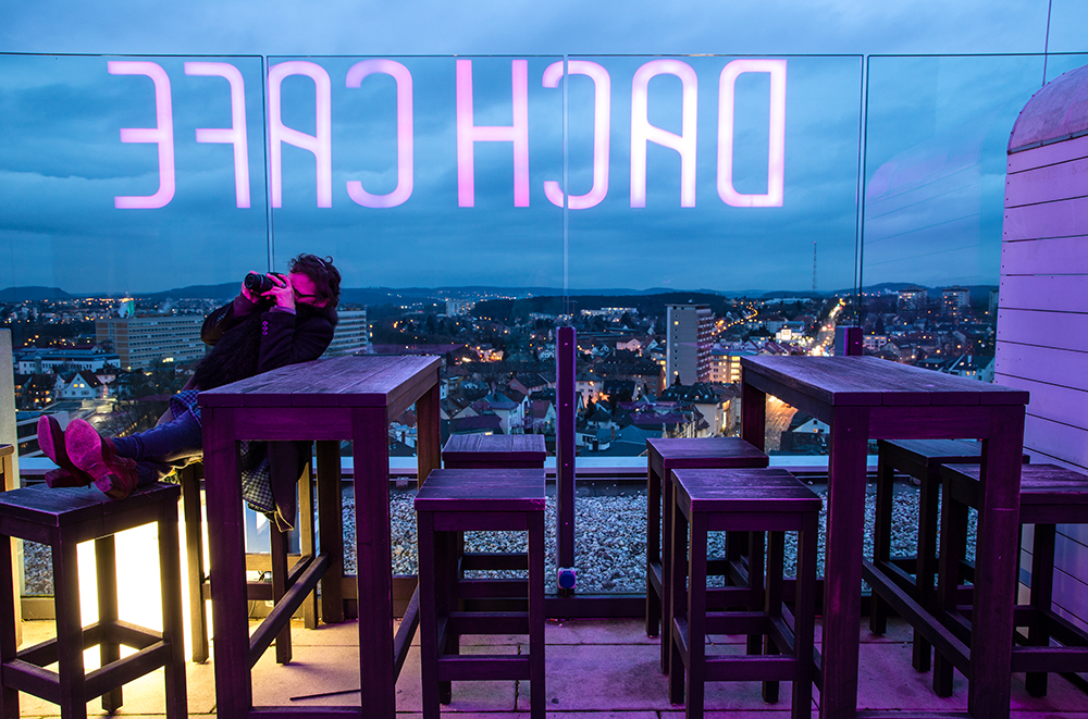 Fotografenglück auf dem Dachcafe