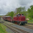 Fotogüterzug mit V60 447 in Fladungen.