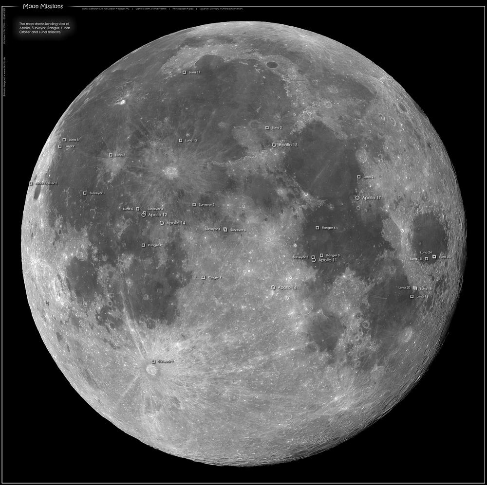 Fotokarte der Mondmissionen