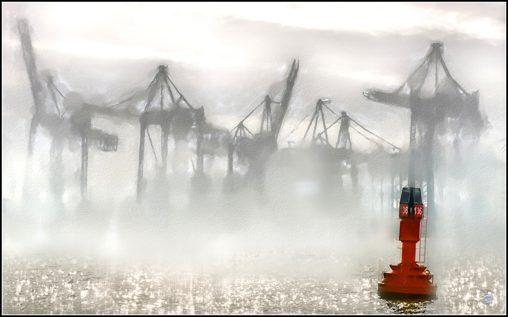 Fotomalerei: Nebel über dem Hafen...