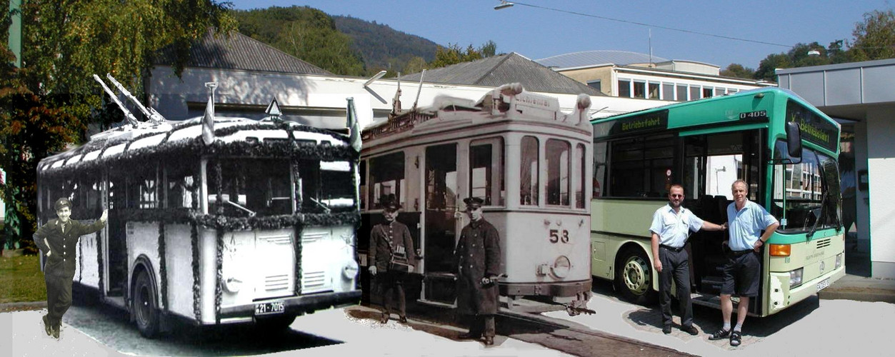 Fotomontage 100 Jahre Verkehrsbetriebe Baden-Baden